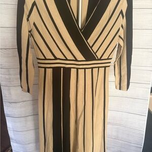 Nina Leonard Black and Tan Long Sleeve Dress